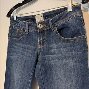 Ultra Low Rise Seduction V2:Victoria Moto Skinny Jeans Dark Wash Size 3/31